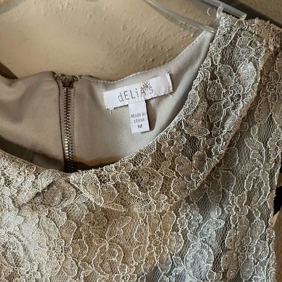 Delia’s Gray Collared Lace Mini Dress lined  M - Picture 3 of 5